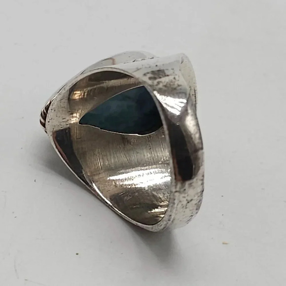Vintage Sterling Silver 925 Blue Larimar Ring With Rope Trim Size 9.5 - Picture 5 of 8